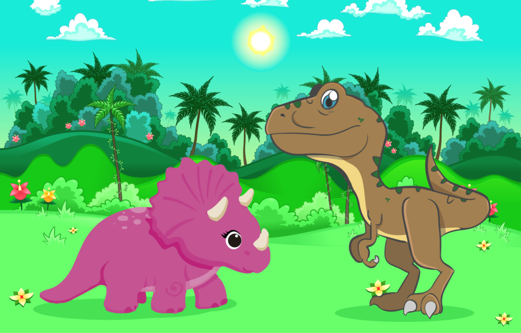 Dino e Saura — Mascotes Jurassic Pizza